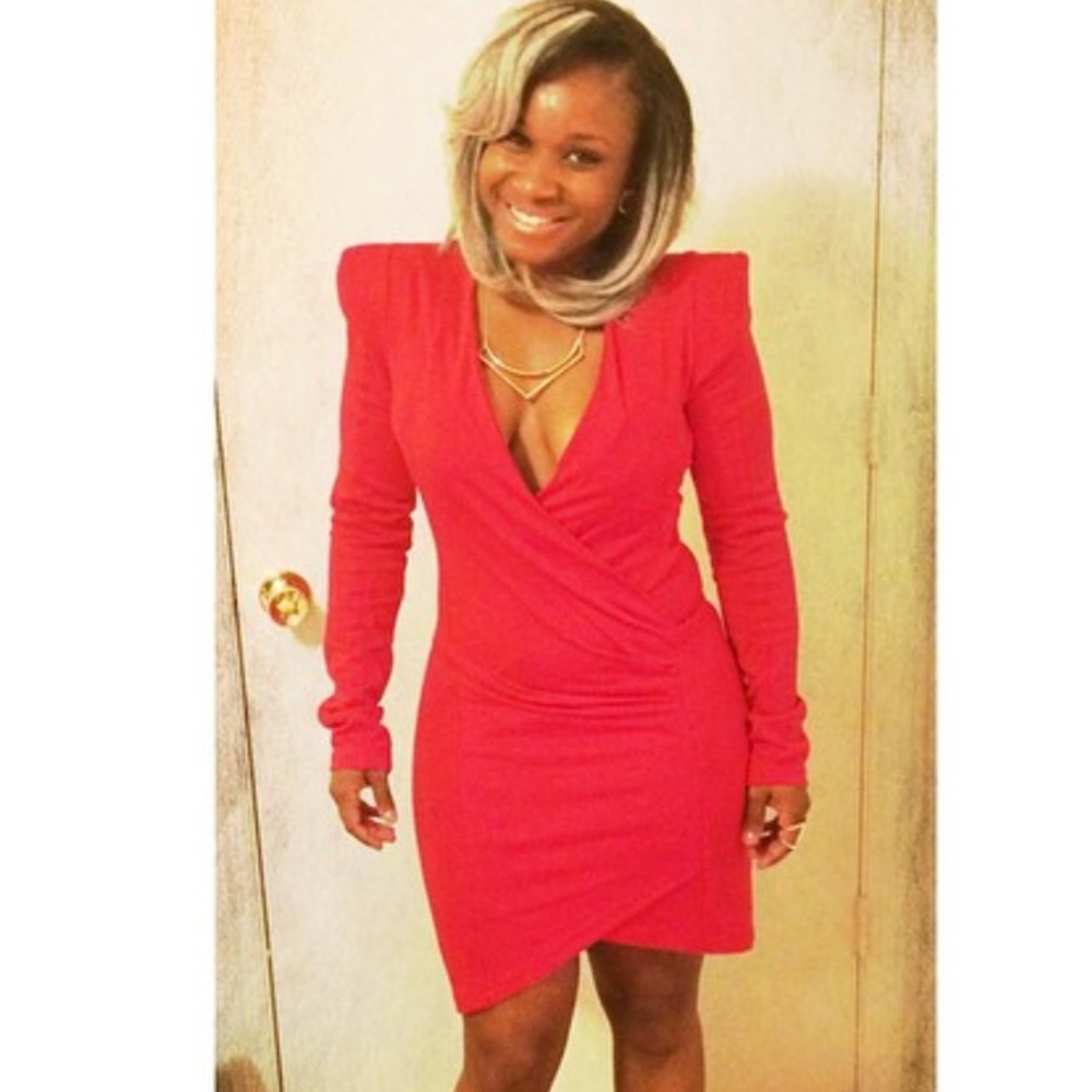 Missguided Red Shoulder Pad Dress